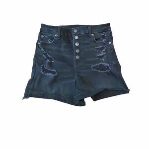 AE Black High Rise Distressed Denim Shorts Size 10